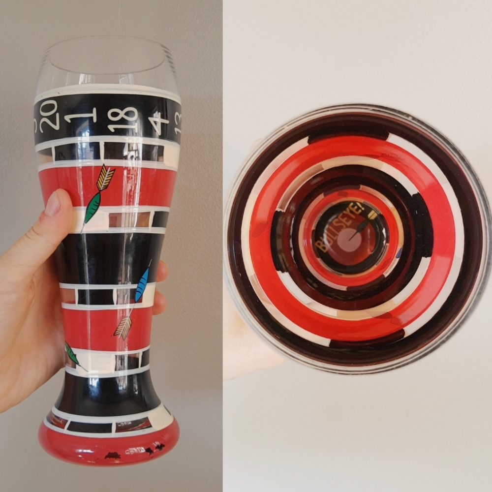 🍒 3 for $10 Handpainted VTG Darts Pint Glass